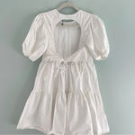 ZARA  Tiered Poplin Dress White Photo 9