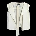 Lida Baday Cream Stretch Open Front Belted Jacket White Size 12 Photo 6