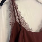 EXPRESS  Satin Lace Strap V-Neck Downtown Cami Top XS Rum Raisin Brown Photo 10