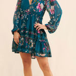 Free People  Cherry Blossom Mini Dress in Blue Multi Photo 0