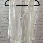 Free People  | White High-Low Hem Tie Neck Sleeveless Tank Top Size Small Photo 0