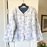 Emerson Fry Reversible Quilted Jacket Twin Fawn Organic Cotton Blue Large EUC Photo 1