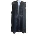 Croft & Barrow  Women Top XL Black Front Zip Beachy‎ Eyelet Cover Up Lightweight Photo 3