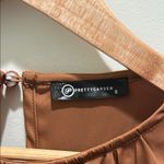 Brown Sheath Dress with Bishop Sleeves and Crew Neck Photo 1