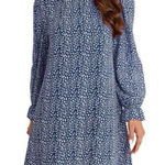 NWT Kojooin Ruffle Mock Neck Long Sleeve Floral Pleated Flowy Mini Dress Sz XXL Blue Photo 0
