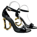 Dolce & Gabbana NEW Kiera Baroque Lamb Leather Sandals Black Size IT40/US10 Photo 2