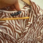 Nasty Gal  Brown & White Zebra Print Button-Down Shirt Photo 5