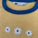 SO  waffle knit ringer tee embroidered daisies Photo 1