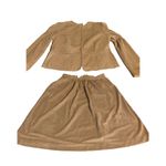 VINTAGE 1980'S P.H.M. SPORTSWEAR CAMEL FAUX SUEDE FEEL SKIRT SUIT (16) Tan Photo 9