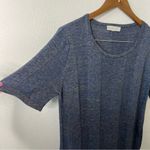 Micaela Greg Blue Wide Rib T Shirt Sweater Dress Midi Shirt Sleeve Womens Size M Size M Photo 6