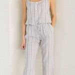 Rails Brooklyn Gray & White Caldas Stripe Crop Wide Leg Jumpsuit M Photo 0