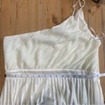 Lulus NWOT  Alluring Marvel Ivory Pleated Satin One-Shoulder Midi Dress Photo 6