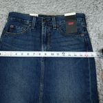Levi's Premium Ankle Column Denim Midi Jean Skirt Size 24 Dark Wash Blue Photo 8