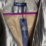 Allegra K NWT  Shiny Metallic Cropped Gold Vest - Lg Photo 3