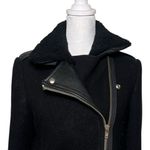 Sandro small Black Leather-Trim Wool Jacket $700 Photo 10