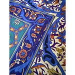 Perry Ellis  Silk Scarf Blue Green Floral Geometric Square Photo 1