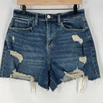SO  Super High‎ Rise 90s Boyfriend Short Ripped Distressed Dark Wash Denim Cutoff Photo 0