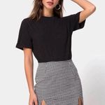 Motel Rocks Houndstooth Mini Skirt Black White Slit Front Size M Midrise Photo 0