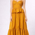 MISA Los Angeles  Mustard Yellow Smocked Ruffle Tiered Maxi Dress XS Photo 0