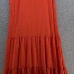 Elizabeth and James  Women's Maxi Dress Solid Orange Sleeveless Tiered Large Photo 0