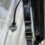 Brighton VTG Purse Janie Shoulder Bag Brown Black Patent Leather Woven Straw Y2k Photo 10