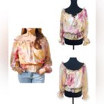 LoveColette Crop Blouse Off Shoulder Floral Sz M Cottagecore Milkmaid Boho Pink Size M Photo 1