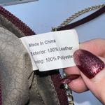 Lodis Burgundy Pebble Leather Crossbody Bag Gold Chain Strap Zip Top Purple Photo 8