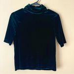 ZARA | Emerald Green Velour Short Sleeve Mock Neck Top Sz M Photo 2