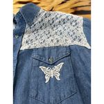 Black Canyon Denim Button Shirt Embroidered Lace Size XL Western‎ Women Vintage Blue Photo 9
