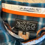 GRACE IN LA  Teal and Orange Embroidered Plaid Shirt New Without Tags Photo 2