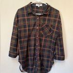 Eden & Olivia Women’s Black Brown Yellow Plaid Button Down 3/4 Sleeve Flannel M Photo 9