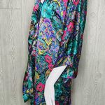 Vintage floral damask print silky pajama set with matching robe shorts top robe Green Size M Photo 10