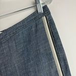 Trina Turk  Lyocell Linen Wide Leg Crop Slit Hem Pants Sz Medium Blue Chambray Photo 5