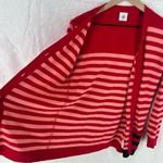 CAbi Picnic Cardigan Red Pink Striped V Neck Sweater Knit Pocket Long Sleeve Photo 10