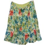 Ann Taylor Womens Size 4 100% Silk Multi Color Floral Pleated Lined Flare Skirt Photo 2