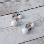 Vintage Clip On Earrings Retro White Ball Duo Dangle Stylish Photo 7