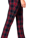 ZARA  Plaid Straight Leg Slim Pant Black and Red Size 4 Photo 0