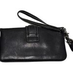 Coach Hamptons Skinny Wristlet Black Leather Buckle Pouch Y2K Tassel Photo 1