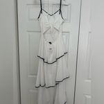 Hallelu White and Black Sleeveless Maxi Ruffle Sundress Photo 1