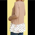 DOUBL JU Long Sleeve, Size XL, Super Soft Top, Button up Front Tan Photo 9