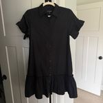 J.Crew Amelia Black Short Ruffle Sleeve Button Down Shirt Dress Cotton Photo 2