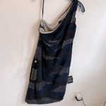 Tadashi Shoji Navy/Black Mesh Sequin One Shoulder Dress Photo 4