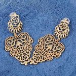 Big Statement Hollowed Stud Drop Earrings Gold Photo 1