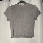 Daily Practice Grey Ribbed Zipper Crop Top Medium Gray Photo 2