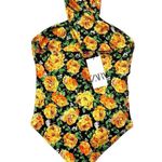 ZARA High Halter Neck Twist Ruched Floral Stretch Bodysuit Yellow Sz SMALL NWT! Photo 3