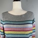 Talbots  Womens Boatneck Rainbow Stripe Pullover Sweater M Medium Photo 1