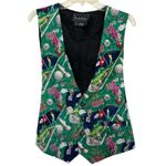 Nicole Miller  Vintage 90’s Vest Golf Theme Pattern Size Large 100% Silk Photo 1