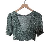 American Eagle  Crop Top & Floral Ruffle Tiered Mini Skirt Set Women Size Medium Photo 1