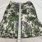 Ann Taylor White Purple Green Floral Pleated Hem Skirt Photo 3