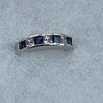 Boutique Blue Sapphire and rhinestone silver plated ring size 6:25 Photo 1